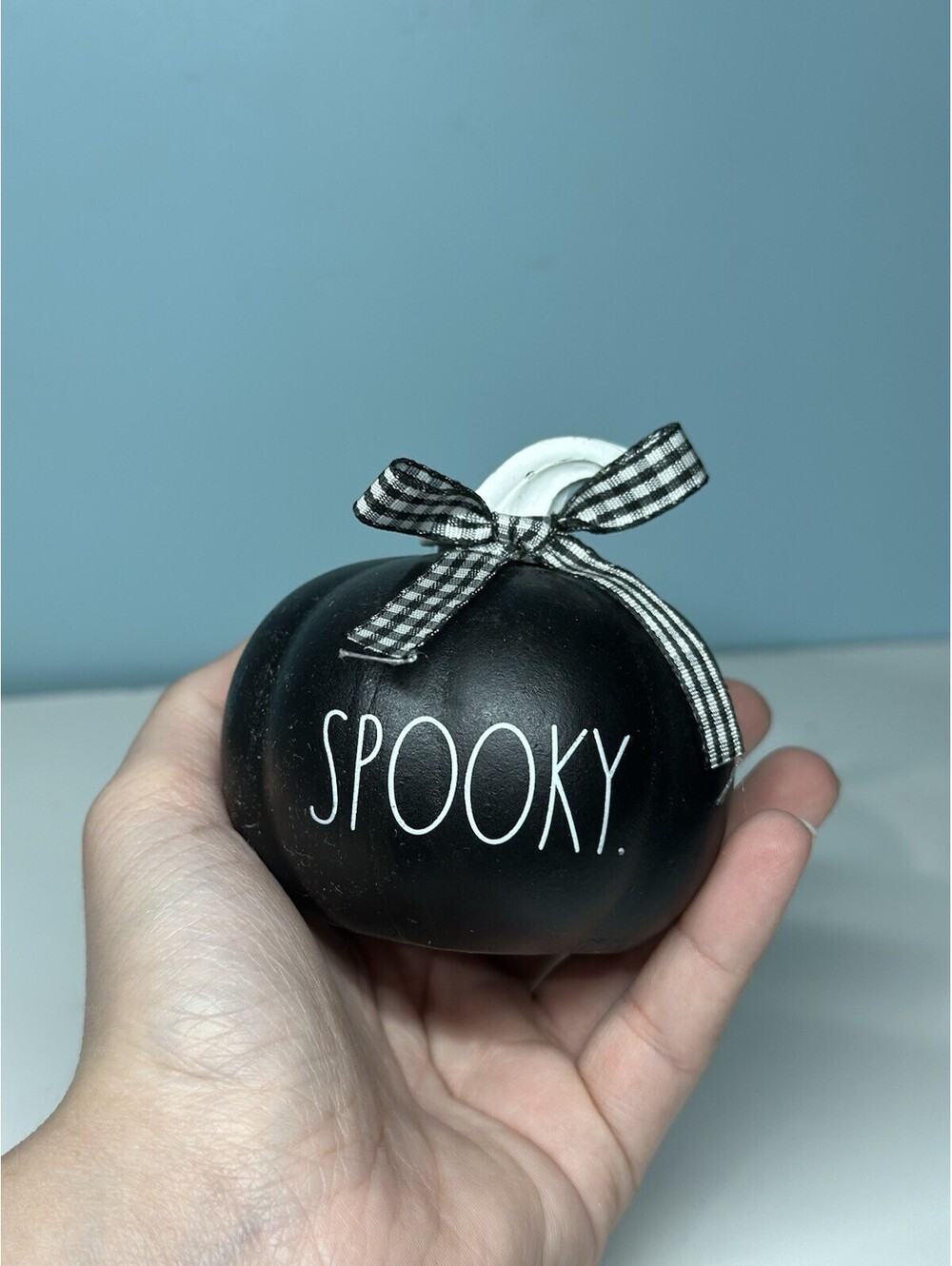 RAE DUNN Black Baby Pumpkin SPOOKY HALLOWEEN Wood Pumpkin Fall Decor
